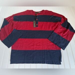 360 Sweater Oversized Henley Knit Women Small Striped NEW. 1516